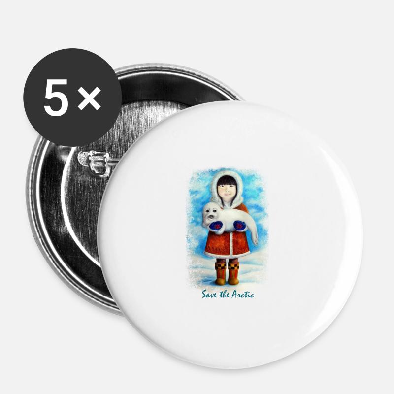 Save the Arctic - Buttons large 2.2''/56 mm (5-pack) - white