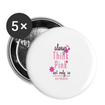 Think Pink - Buttons groß 56 mm (5er Pack) - Weiß - Vorne