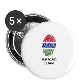 Gambian Blood black - Buttons large 2.2''/56 mm (5-pack) - white - Front