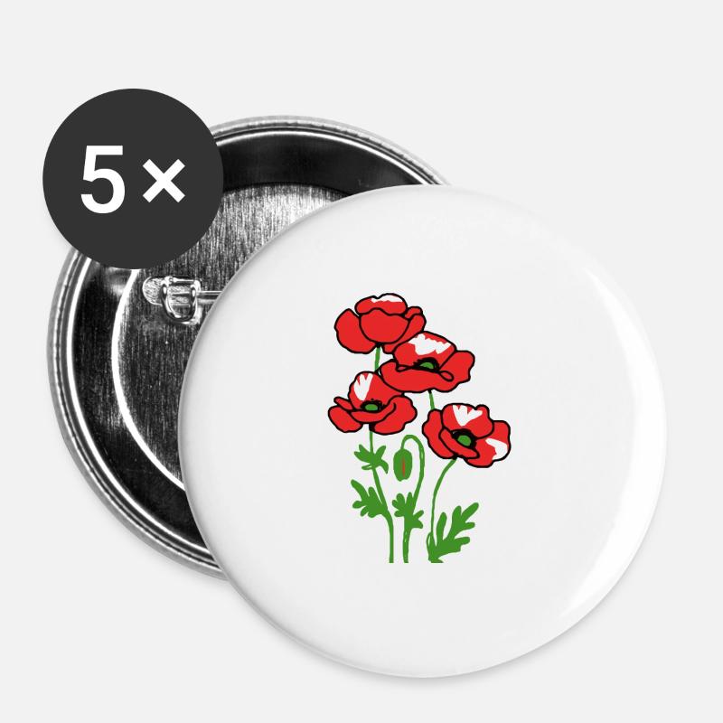 poppies - Buttons large 2.2''/56 mm (5-pack) - white