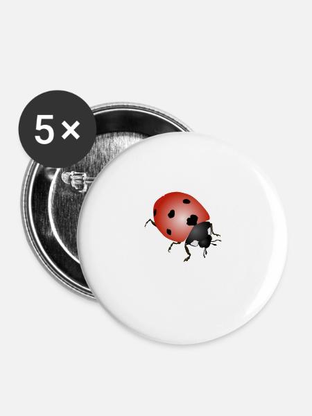 Marienkäfer - Buttons groß 56 mm (5er Pack) - Weiß