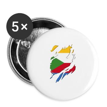 Comoros flag torn motif - Buttons large 2.2''/56 mm (5-pack) - white - Front