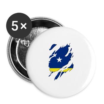 Curaçao flag torn motif - Buttons large 2.2''/56 mm (5-pack) - white - Front