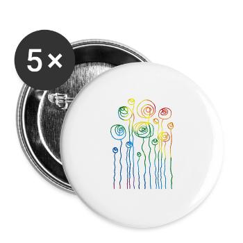 Blumen - Buttons groß 56 mm (5er Pack) - Weiß - Vorne