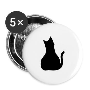 Chat avec une grosse fesse - fesses - Lot de 5 grands badges (56 mm) - blanc - Devant