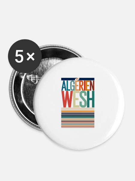 Algerier wesh - Buttons groß 56 mm (5er Pack) - Weiß