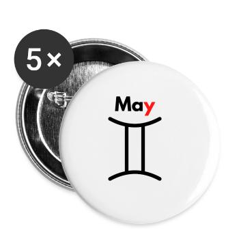 Monat mit Sternzeichen Zwillinge/Mai - Buttons groß 56 mm (5er Pack) - Weiß - Vorne