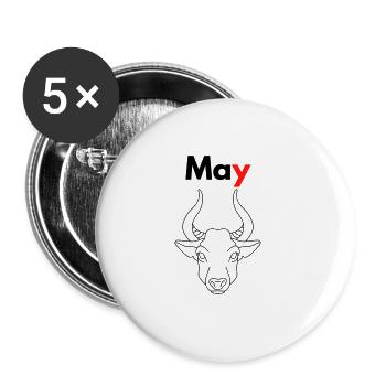 Monat mit seinem Sternzeichen Stier/Mai - Buttons groß 56 mm (5er Pack) - Weiß - Vorne
