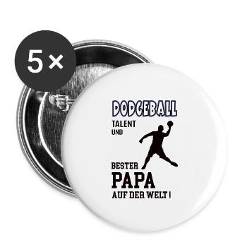 Dodgeball Spieler Dodgeballer Papa Vater Mann - Buttons groß 56 mm (5er Pack) - Weiß - Vorne