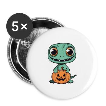 Lézard Halloween Drôle Zombie - Lot de 5 grands badges (56 mm) - blanc - Devant