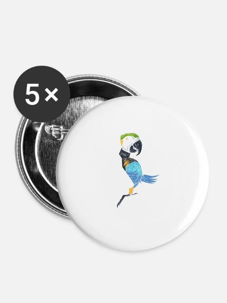 Rad Papagei Vogelkunde Geschenk - Buttons groß 56 mm (5er Pack) - Weiß