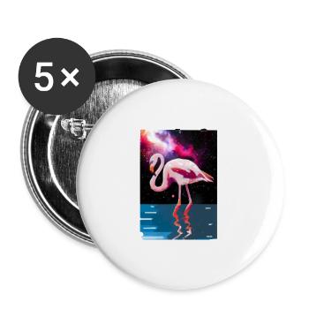 Flamingo Galaxy Gift Idea A.I. Art - Buttons large 2.2''/56 mm (5-pack) - white - Front