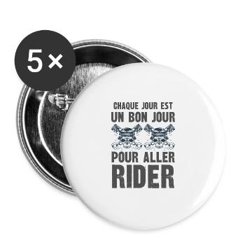 bon jour pour aller rider - Lot de 5 grands badges (56 mm) - blanc - Devant