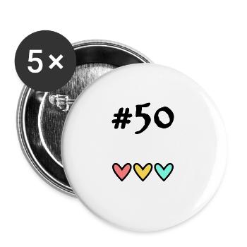 50 YEARS. 50th ANNIVERSARY. BIRTHDAY 50 YEARS. 50 - Buttons large 2.2''/56 mm (5-pack) - white - Front