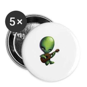 Alien with guitar - Buttons large 2.2''/56 mm (5-pack) - white - Front