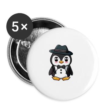 Penguin with hat - Buttons large 2.2''/56 mm (5-pack) - white - Front