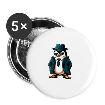 Pinguin Agent - Buttons groß 56 mm (5er Pack) - Weiß - Vorne