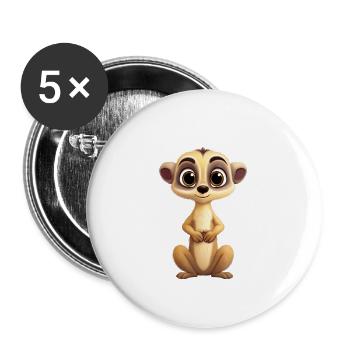 Niedliches Erdmännchen Kinder - Buttons groß 56 mm (5er Pack) - Weiß - Vorne