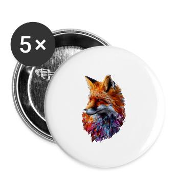 Geometrischer Fuchs Abstrakte Kunst Fuchs Tier - Buttons groß 56 mm (5er Pack) - Weiß - Vorne