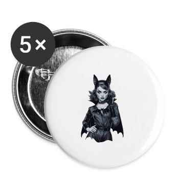 Retro Style Bat-themed Gothic für Gothik Fans - Buttons groß 56 mm (5er Pack) - Weiß - Vorne
