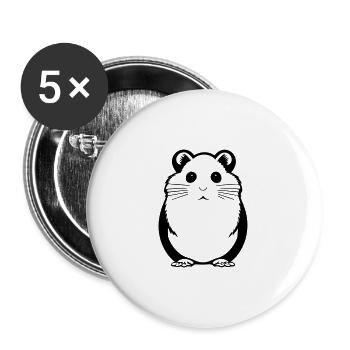 Hamster - Buttons groß 56 mm (5er Pack) - Weiß - Vorne