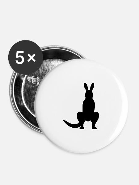 Känguru - Buttons groß 56 mm (5er Pack) - Weiß