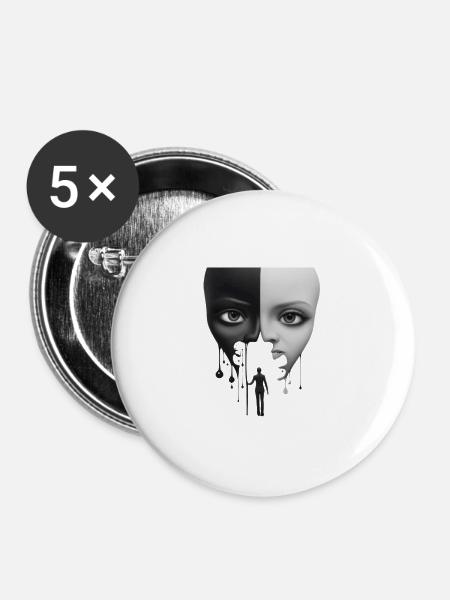 Kontrast Klang #SchwarzUndWeiß #Gegensätze - Buttons groß 56 mm (5er Pack) - Weiß