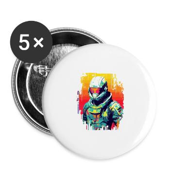 Homme Avec Casque Personnage De Jeu Vidéo Futuriste - Lot de 5 grands badges (56 mm) - blanc - Devant