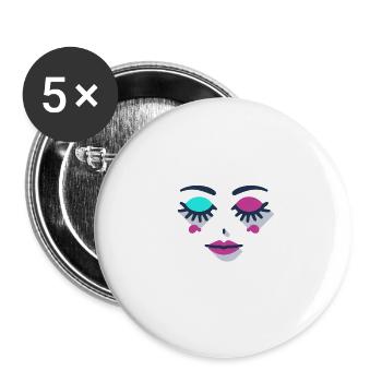 Sleeping Eyes Abstract Female Face - Buttons large 2.2''/56 mm (5-pack) - white - Front