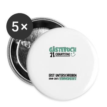 Guestbook 21 Birthday Sign Children's - Buttons large 2.2''/56 mm (5-pack) - white - Front