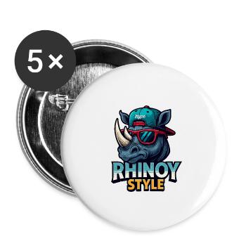 RHINOY STYLE - Lot de 5 grands badges (56 mm) - blanc - Devant