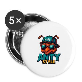 Anty Style - Lot de 5 grands badges (56 mm) - blanc - Devant