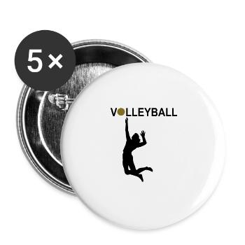 Volleyball - Buttons groß 56 mm (5er Pack) - Weiß - Vorne