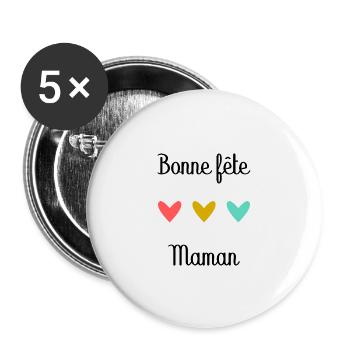 Bonne Fête Maman. Fête des mères - Lot de 5 grands badges (56 mm) - blanc - Devant