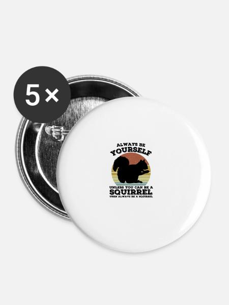 Eichhörnchen - Buttons groß 56 mm (5er Pack) - Weiß