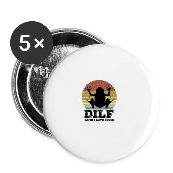 Frosch - Buttons groß 56 mm (5er Pack) - Weiß - Vorne