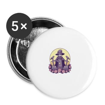 Kawaii Pastel Goth Cute Witchy Death Grim Reaper - Buttons groß 56 mm (5er Pack) - Weiß - Vorne