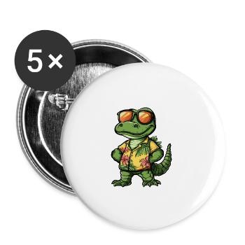 Alligator Comic Vacation - Buttons large 2.2''/56 mm (5-pack) - white - Front