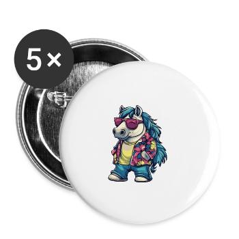 Vacances de bande dessinée de cheval - Lot de 5 grands badges (56 mm) - blanc - Devant