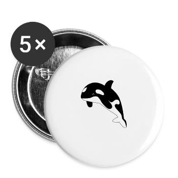 Orca / Schwertwal - Buttons groß 56 mm (5er Pack) - Weiß - Vorne