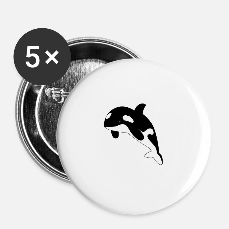 Orca / Killer Whale - Buttons large 2.2''/56 mm (5-pack) - white