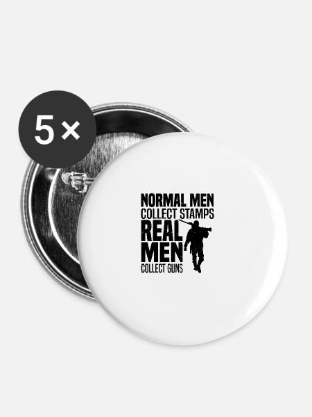 Waffen Sammeln - Buttons groß 56 mm (5er Pack) - Weiß