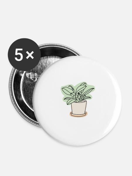Zimmerpflanze - Buttons groß 56 mm (5er Pack) - Weiß