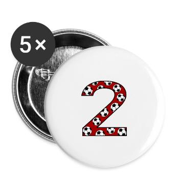 2nd Birthday Football Red - Buttons large 2.2''/56 mm (5-pack) - white - Front