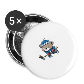 ours de hockey sur glace : le joueur de hockey sur glace le plus fort - Lot de 5 grands badges (56 mm) - blanc - Devant
