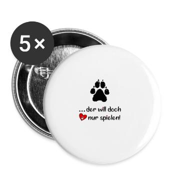He just wants to play! Dog love 🐾💖 - Buttons large 2.2''/56 mm (5-pack) - white - Front