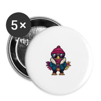 Turkey Winter - Buttons large 2.2''/56 mm (5-pack) - white - Front