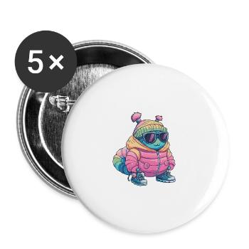 Wurm Winter - Buttons groß 56 mm (5er Pack) - Weiß - Vorne