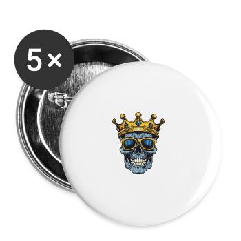 Crâne Roi - Lot de 5 grands badges (56 mm) - blanc - Devant