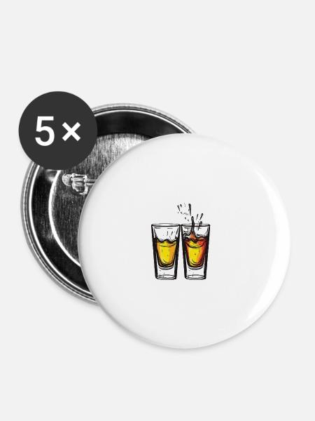 Tequila Gläser Vodka - Buttons groß 56 mm (5er Pack) - Weiß